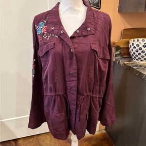 Time and Tru | Floral Embroidered Utility Jacket